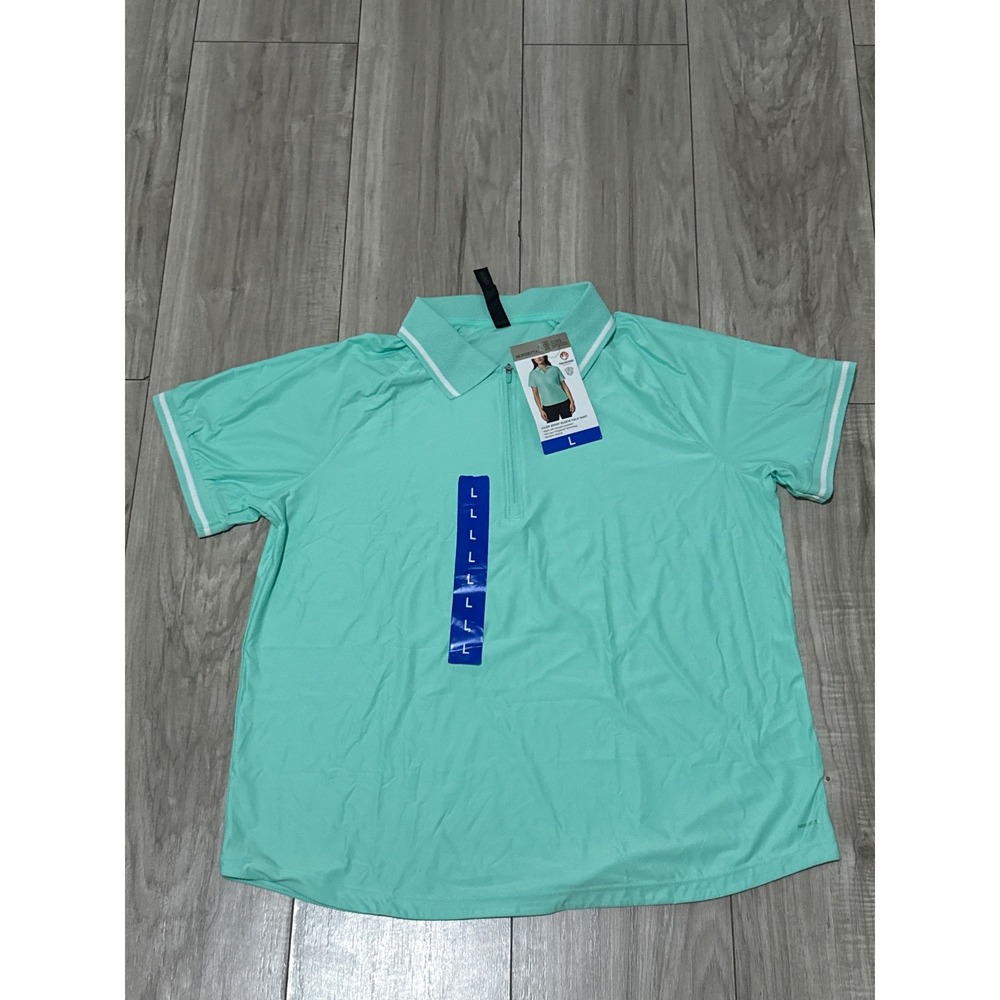 Mondetta Womens Mint Green 1/4 Zip Short Sleeve Polo Shirt Golf Active Top L NEW